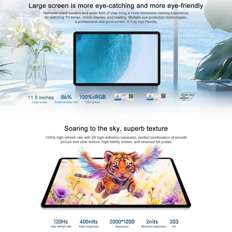 Honor Pad X9 Pro WiFi Tablet PC, 11.5 inch 8GB+128GB MagicOS 9.0 Qualcomm Snapdragon 685 Octa Core (Cyan)