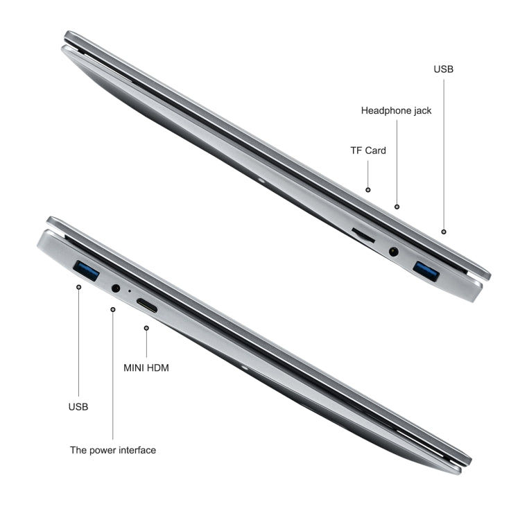 HONGSAMDE HSD1509 Notebook, 15.6 inch, 16GB+256GB, Windows 11 Intel Celeron N5095 Quad Core, Support TF Card & WiFi & BT & HDMI, US Plug (Silver Grey)