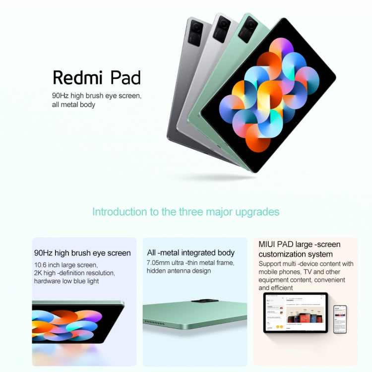 Xiaomi Redmi Pad, 10.6 inch, 4GB+128GB, MIUI Pad 13 OS MediaTek Helio G99 Octa Core up to 2.2GHz, 8000mAh Battery, Support BT WiFi, Not Support Google Play(Dark Gray)