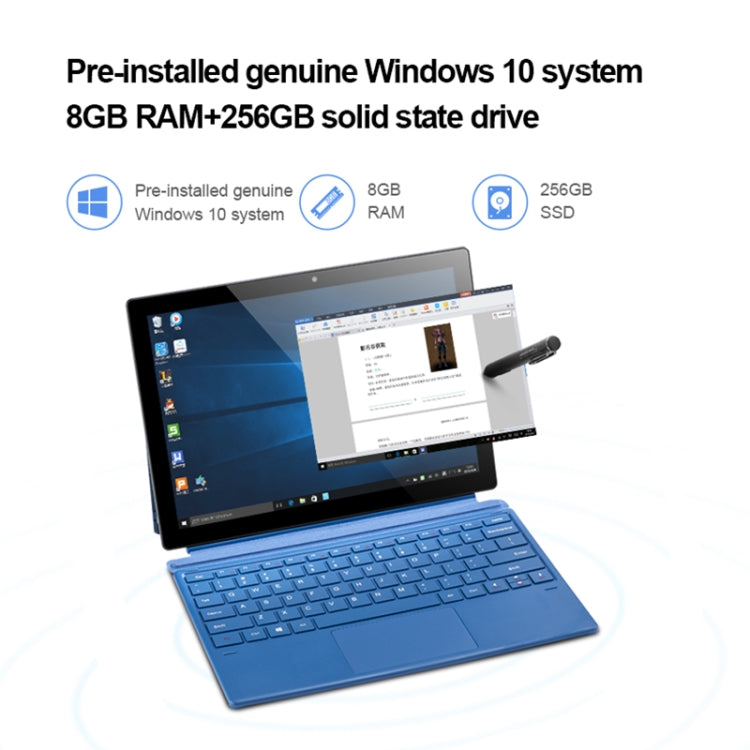 PiPO W12 4G LTE Tablet PC, 12.3 inch, 8GB+256GB, Windows 10 System, Qualcomm Snapdragon 850 Octa Core up to 2.96GHz, with Keyboard & Stylus Pen, Support Dual SIM & Dual Band WiFi & Bluetooth & GPS, US Plug
