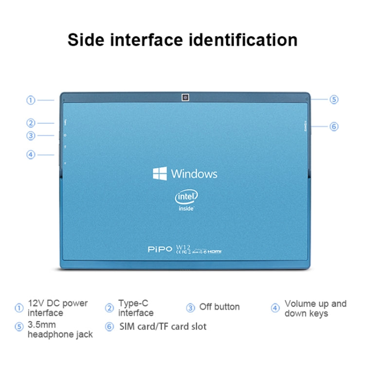 PiPO W12 4G LTE Tablet PC, 12.3 inch, 8GB+256GB, Windows 10 System, Qualcomm Snapdragon 850 Octa Core up to 2.96GHz, Not Include Keyboard & Stylus Pen, Support Dual SIM & Dual Band WiFi & Bluetooth & GPS, US Plug