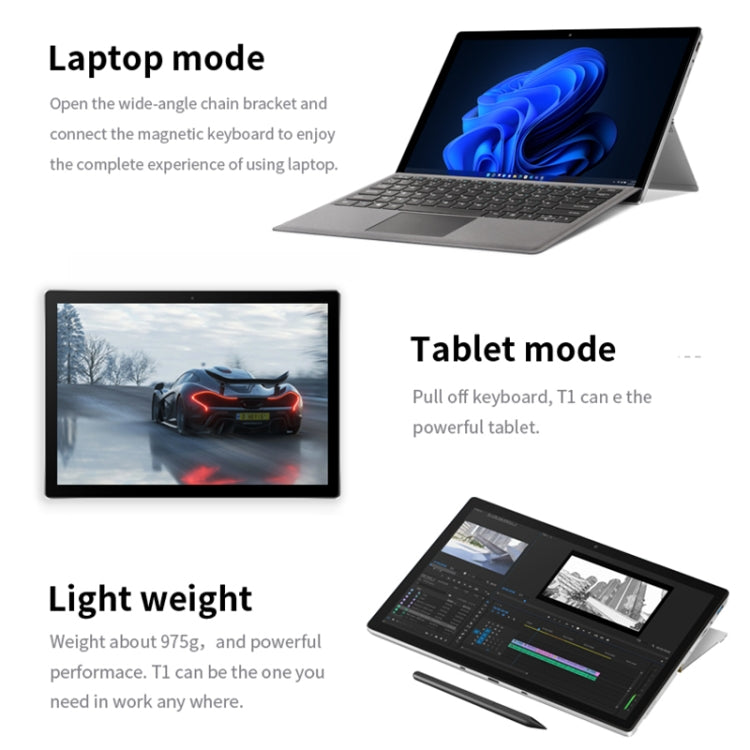 ONE-NETBOOK T1 2 in 1 Tablet PC, 13 inch, 8GB+512GB, Windows 11 Intel Pentium Gold 8505, Turbo Max 4.4GHz, with Keyboard, Support Wi-Fi6 & BT(Grey)