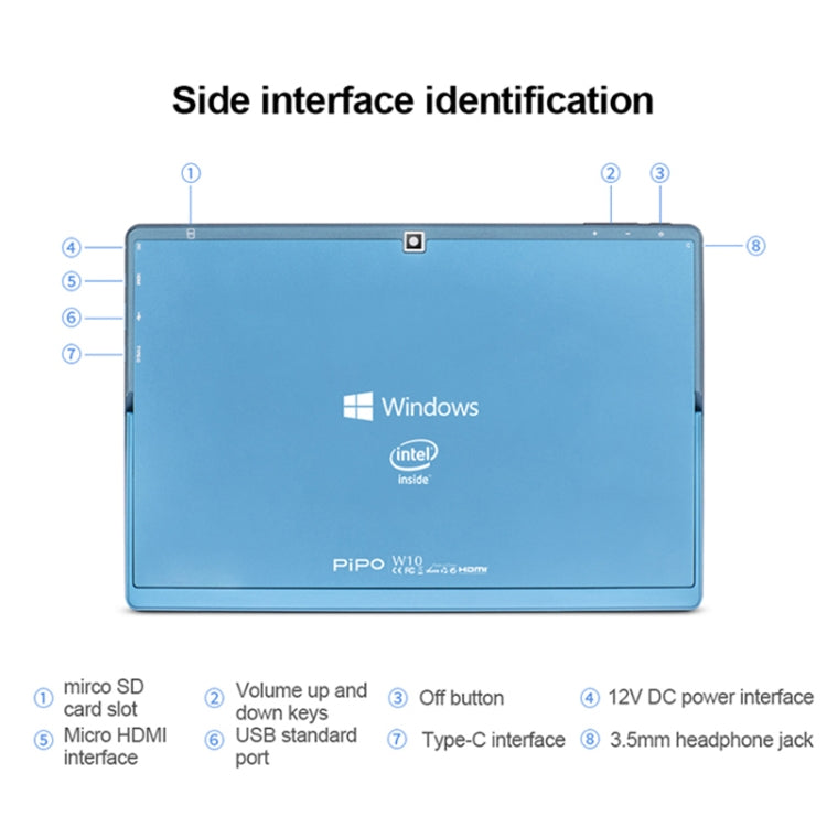 PiPO W10 2 in 1 Tablet PC, 10.1 inch, 6GB+64GB, Windows 10 System, Intel Gemini Lake N4120 Quad Core up to 2.6GHz, with Keyboard & Stylus Pen, Support Dual Band WiFi & Bluetooth & TF Card & HDMI, US Plug
