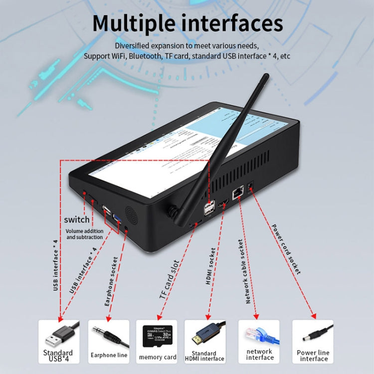 PiPo X9S All-in-One Mini PC, 9.0 inch, 4GB+64GB, Windows 10 Intel Celeron J4105 Quad Core, US Plug, 4GB+64GB