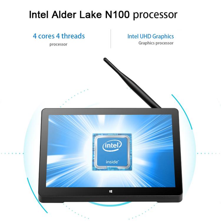 PiPo H10PRO All-in-One Mini PC, 10.1 inch, 16GB+256GB, Windows 11 Intel Alder Lake N100 Quad Core, US Plug (Black)