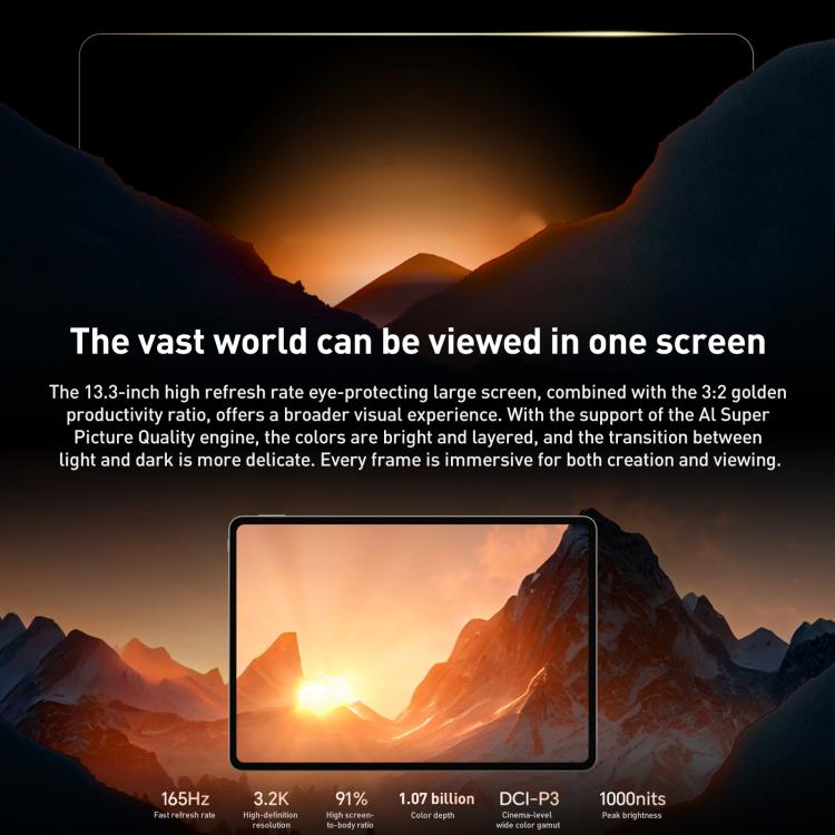 Honor MagicPad3 13.3 inch WiFi Tablet PC, 12GB+256GB MagicOS 9.0.1 Qualcomm Snapdragon 8 Gen3 Octa Core, 12GB+256GB