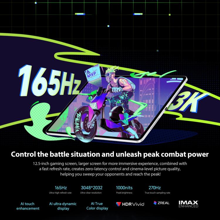 Honor Pad GT2 Pro WiFi Tablet PC, 12.5 inch 16GB+512GB MagicOS 9.0.1 Qualcomm Snapdragon 8 Gen3 Octa Core, 16GB+512GB