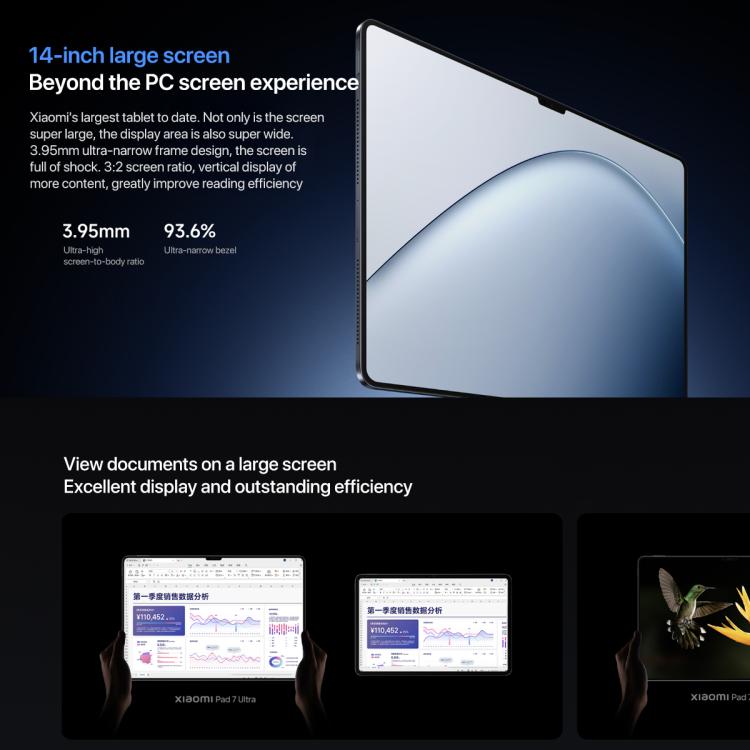 Xiaomi Pad 7 Ultra 14 inch, 12GB+256GB, HyperOS 2, XRING O1 3nm Deca Core CPU, 12GB+256GB