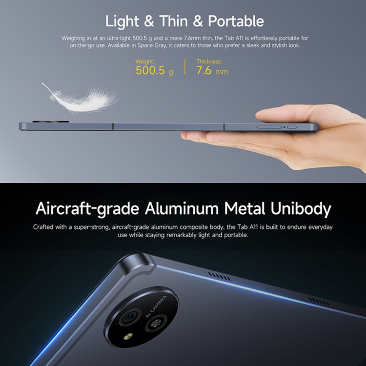 [HK Warehouse] Ulefone Tab A11 Tablet PC, 6GB+256GB, 11 inch Android 14 Unisoc T620 Octa Core 4G Network, EU Plug (Space Grey)