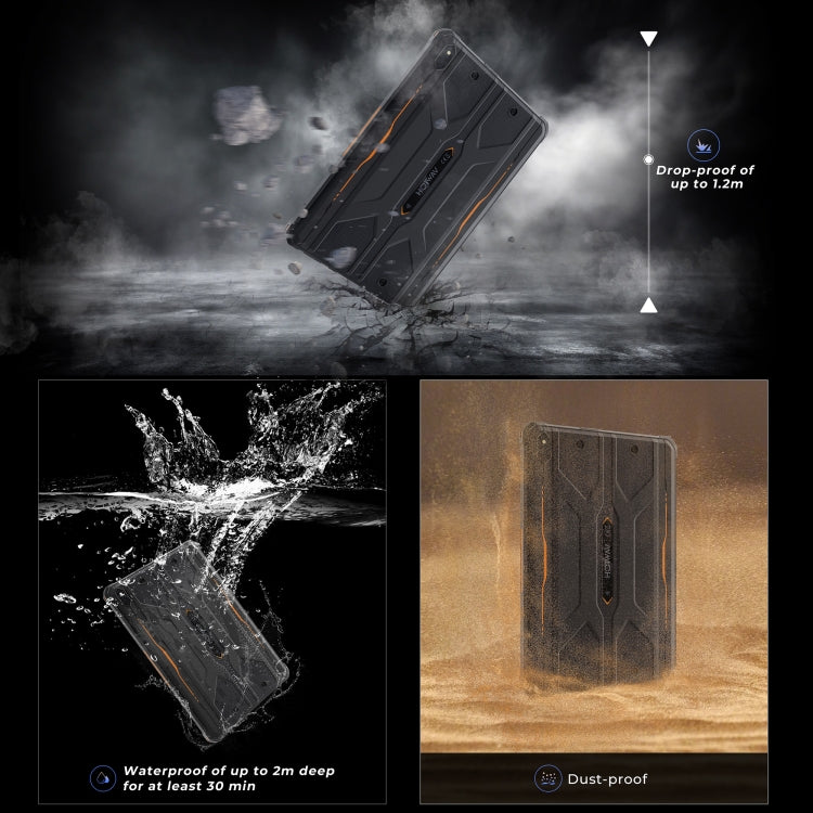 [HK Warehouse] HOTWAV Tab R8 IP68/IP69K Rugged Tablet, 4GB+128GB, 10.1 inch Android 14 Unisoc T606 Octa Core 4G Network, Global Version with Google Play, EU Plug (Black+Orange)