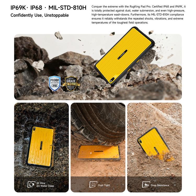 Ulefone Rugking Pad Pro Rugged Tablet PC, 8GB+128GB, 8.68 inch Android 16 Unisoc T7250 Octa Core 4G Network, EU Plug