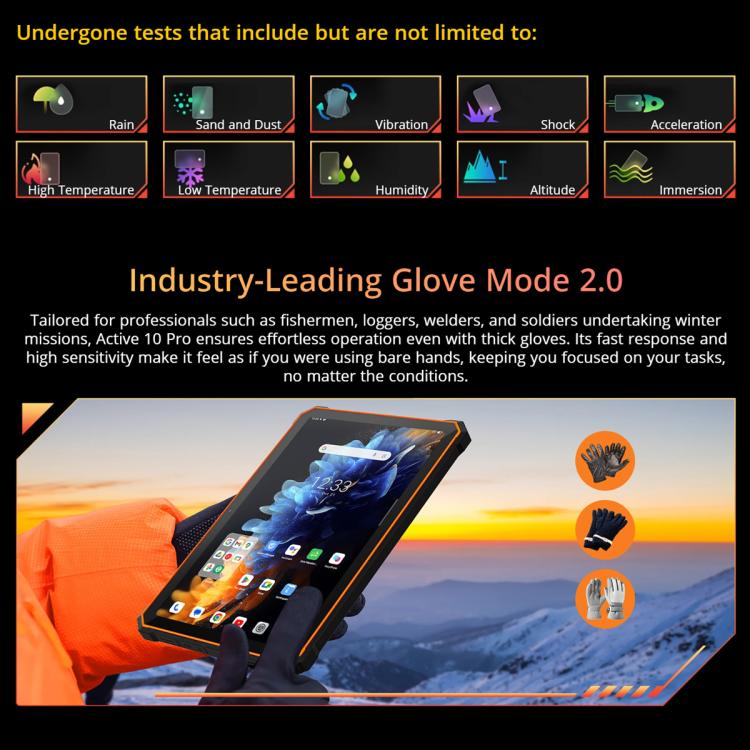[HK Warehouse] Blackview Active 10 Pro 5G Rugged Tablet, 12GB+512GB, 10.95 inch Android 14 Dimensity 7300 Octa Core, Global Version with Google Play (Orange)