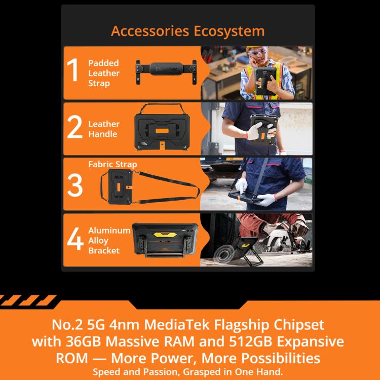 [HK Warehouse] Blackview Active 10 Pro 5G Rugged Tablet, 12GB+512GB, 10.95 inch Android 14 Dimensity 7300 Octa Core, Global Version with Google Play (Orange)