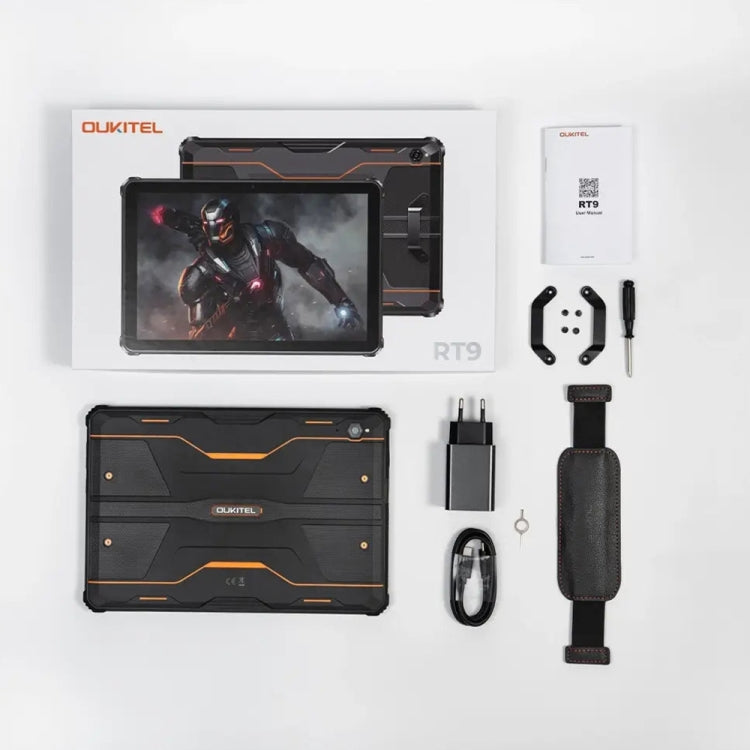 [HK Warehouse] OUKITEL RT9 4G Network IP68/IP69K Rugged Tablet, 6GB+256GB, 10.1 inch Android 14 Unisoc T606 Octa-Core Support Dual SIM, EU Plug (Black)