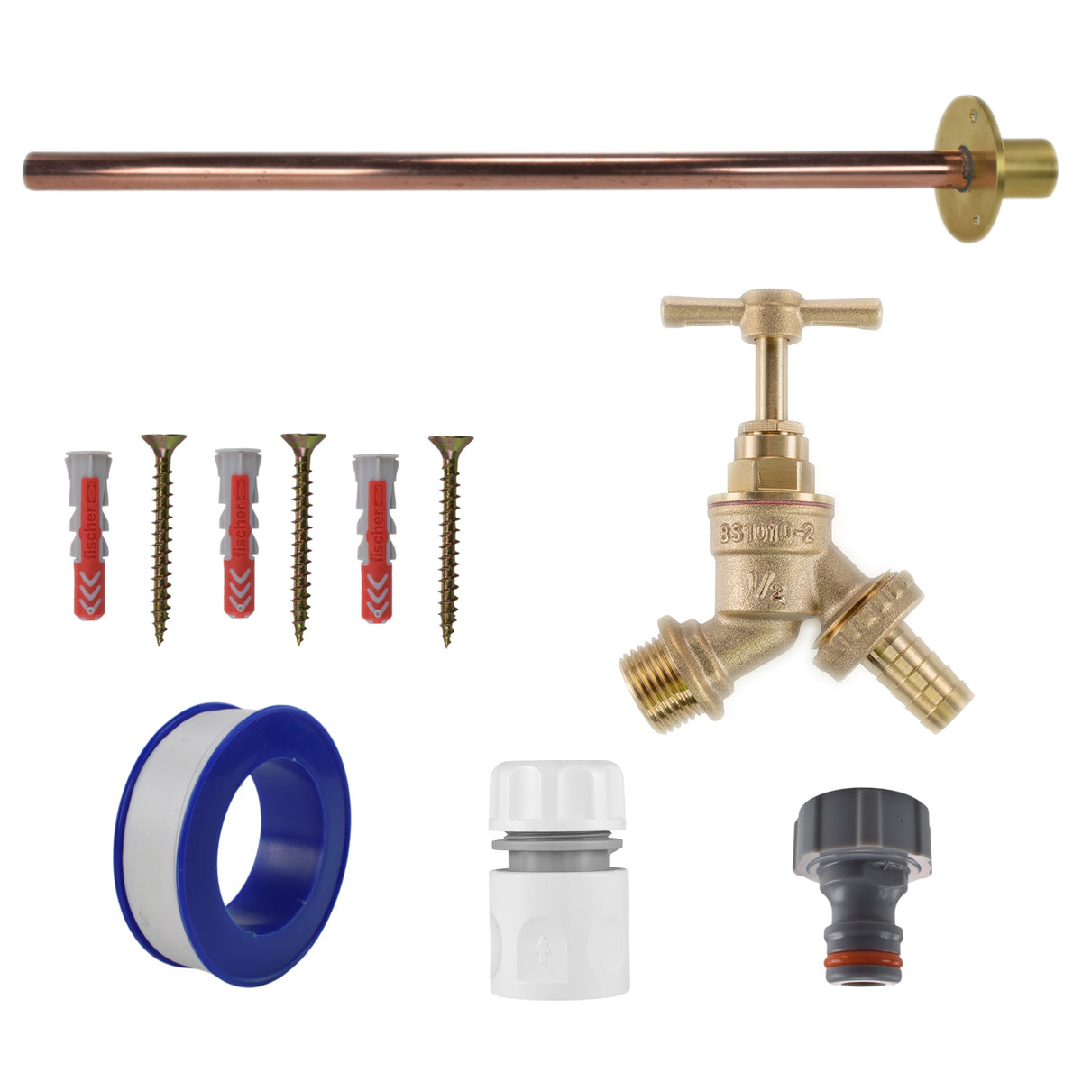 Brass Barbed Bib Tap BASIC Connection Kit