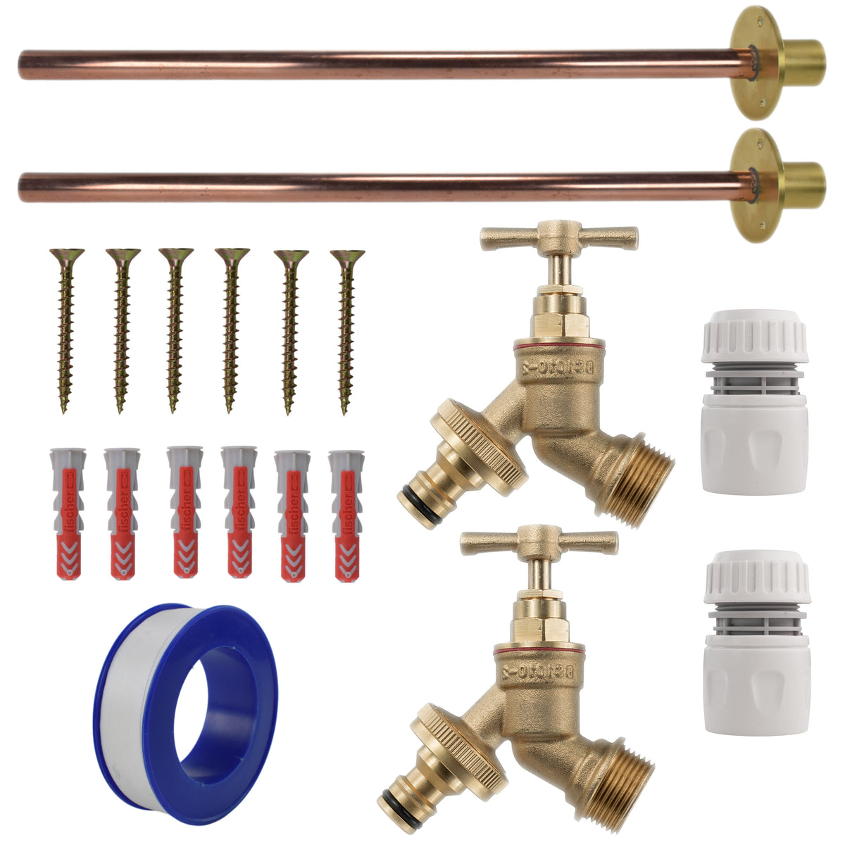 Brass Quick Connect Bib Tap BASIC Connection Kit x2