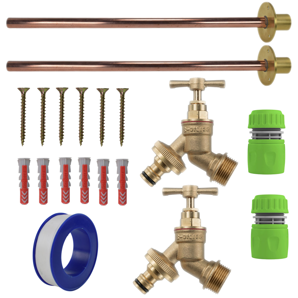 Brass Quick Connect Bib Tap BASIC Connection Kit x2