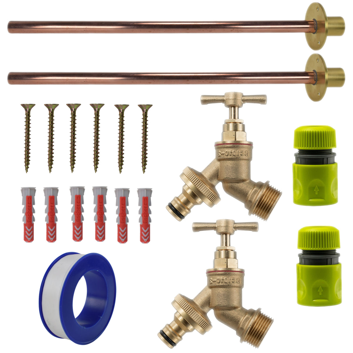 Brass Quick Connect Bib Tap BASIC Connection Kit x2