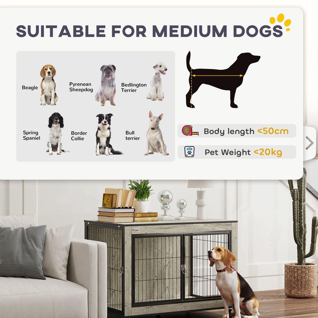 PawHut Dog Crate Furniture on Wheels, for Medium Dogs