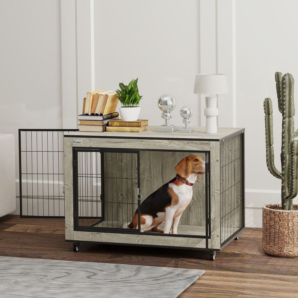 PawHut Dog Crate Furniture on Wheels, for Medium Dogs