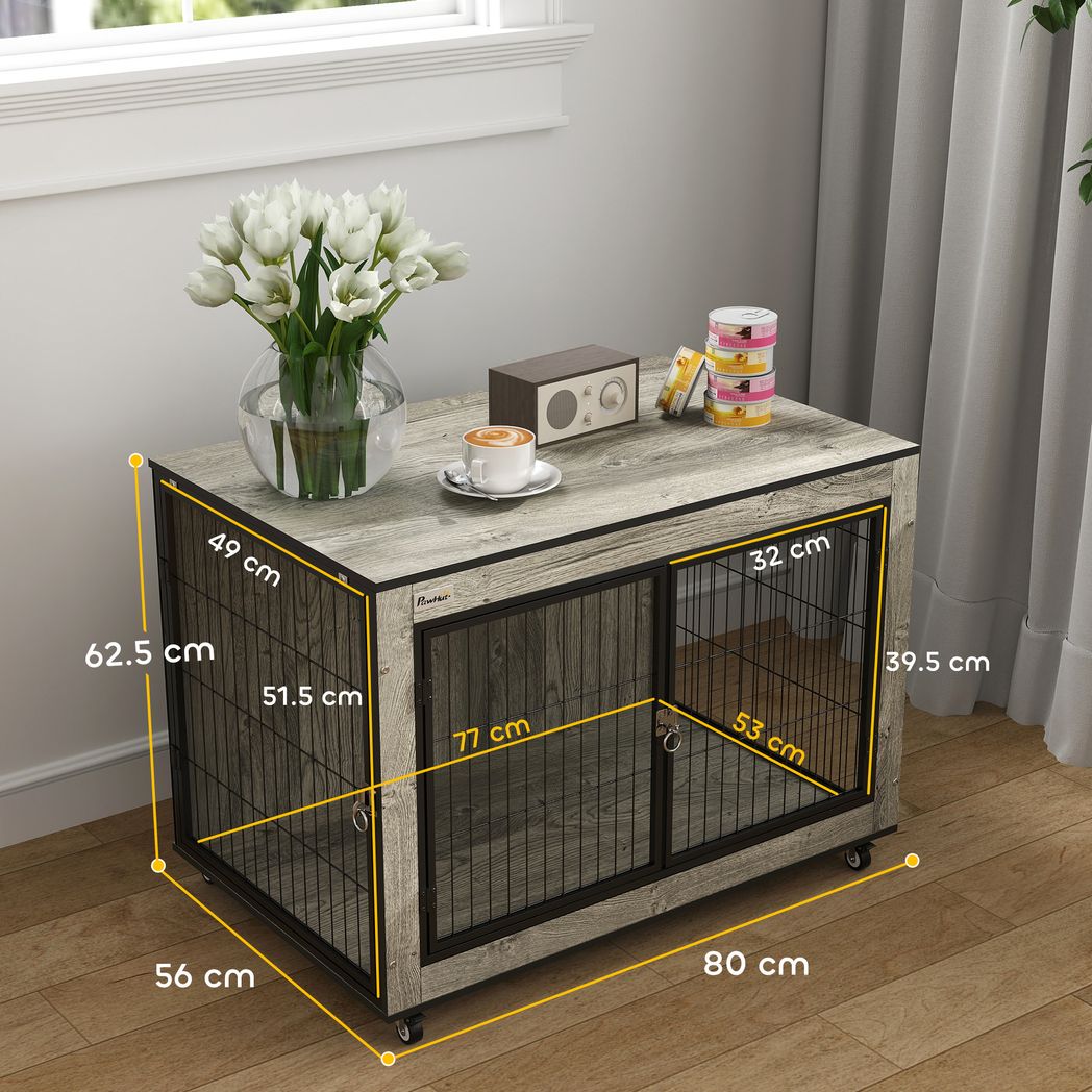 PawHut Dog Crate Furniture on Wheels, for Medium Dogs