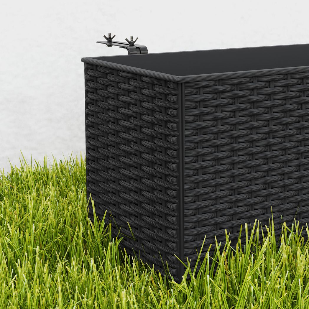 Outsunny Set of 2 Hanging Flower Boxes, 50 cm Long, Rattan Look