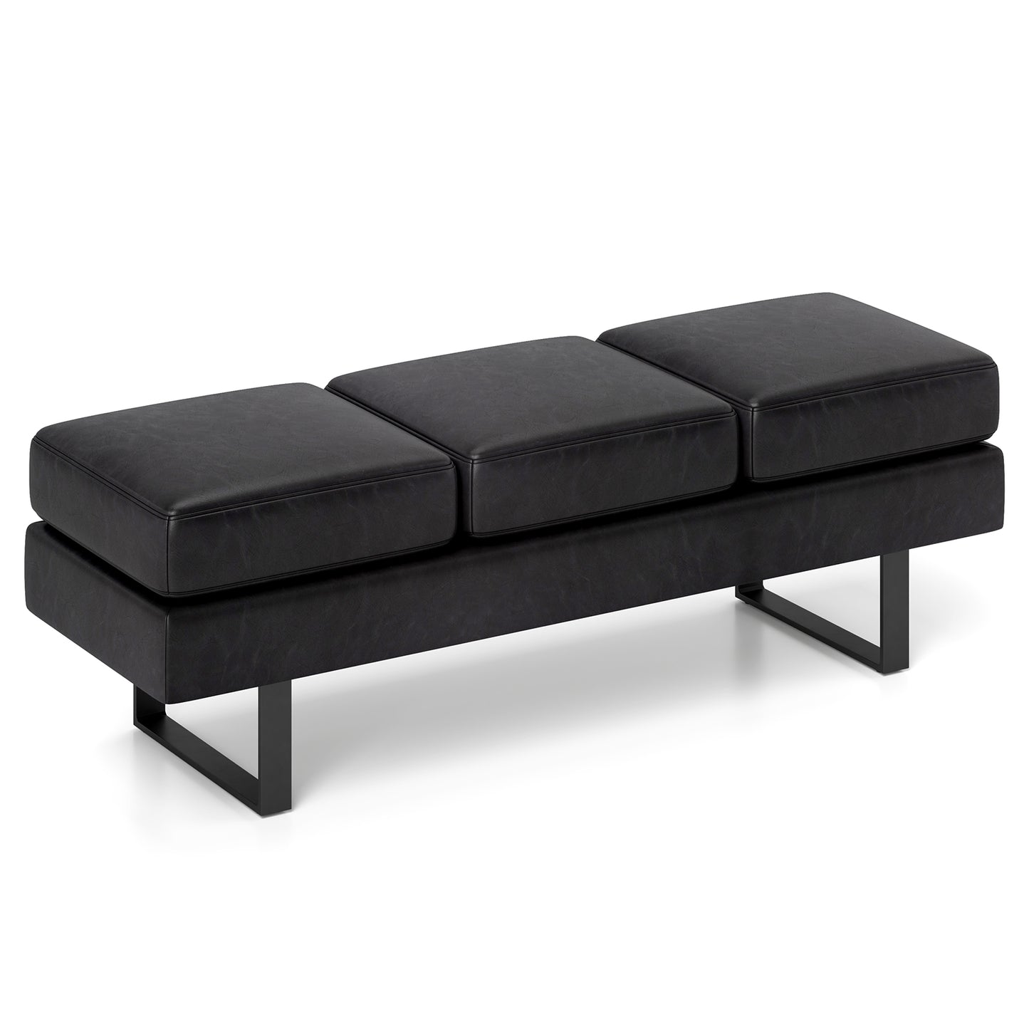 Waiting Room Bench Seating with 3 Seats and Metal Frame Leg-Grey
