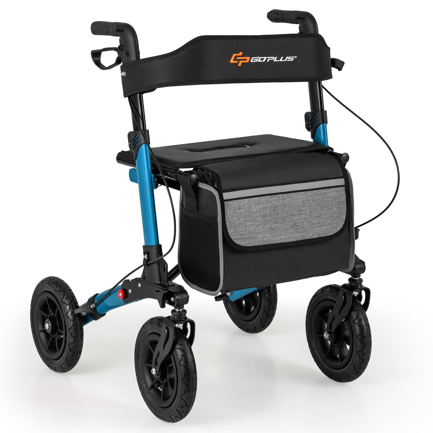 Walker for Seniors with Seat Folding Rollator Walker with Pneumatic Tires-Black