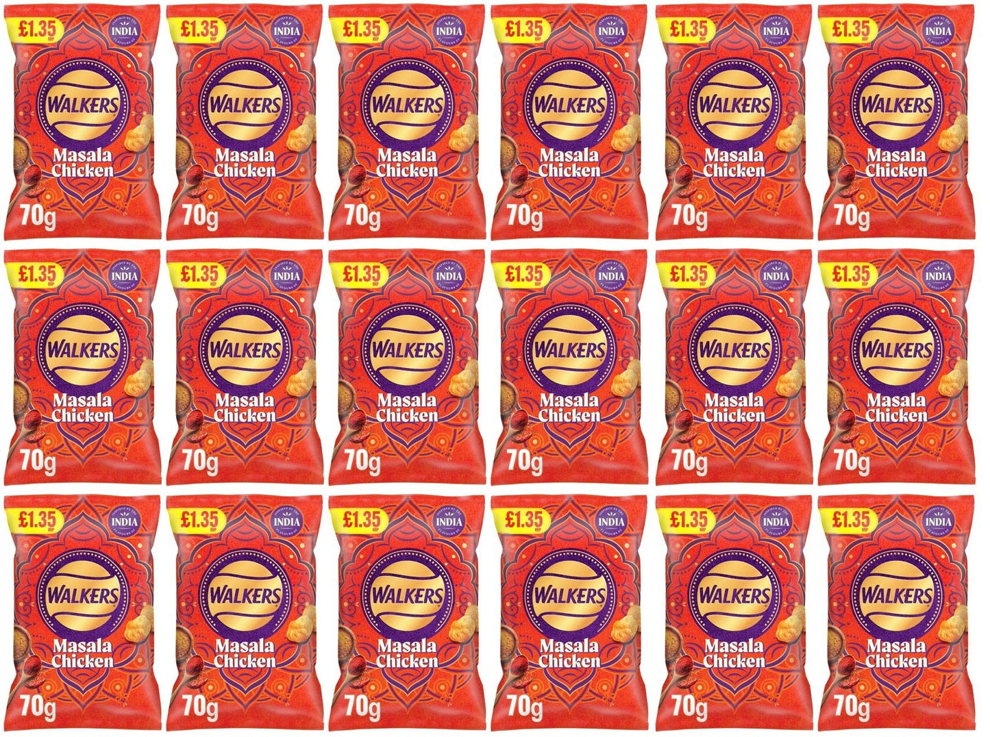 18 x Walkers Masala Chicken - 70GM