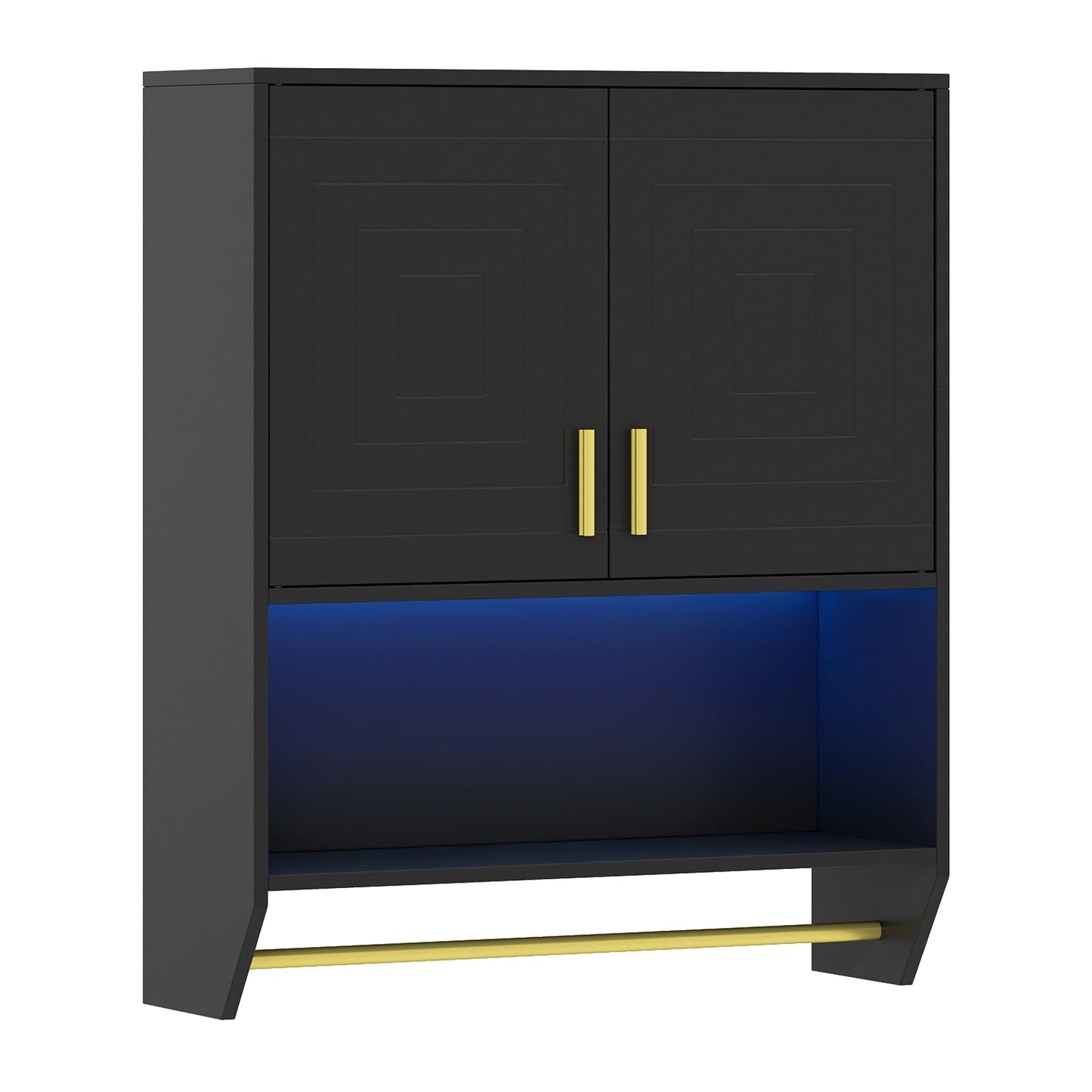 Wall Mounted Bathroom Cabinet Over the Toilet Storage Cabinet with 3-Color Lights-Grey