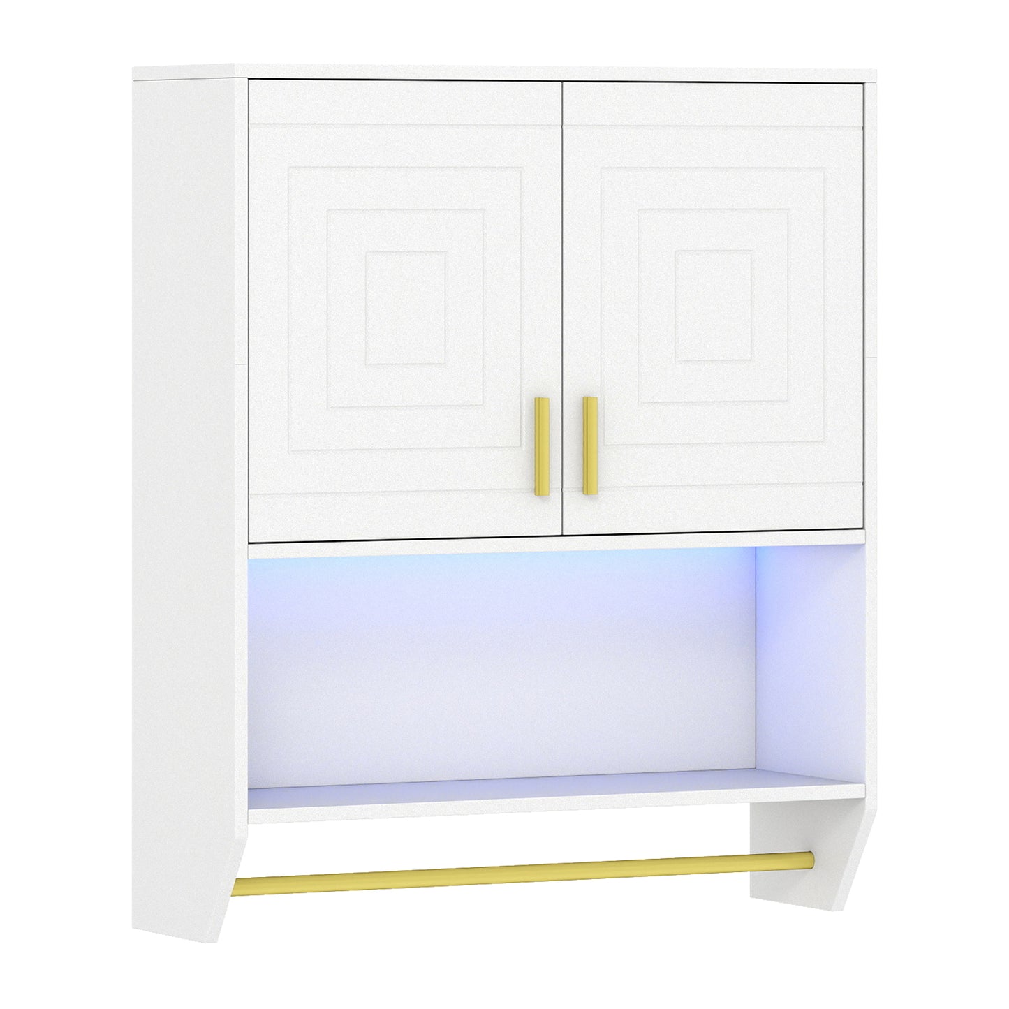 Wall Mounted Bathroom Cabinet Over the Toilet Storage Cabinet with 3-Color Lights-Grey
