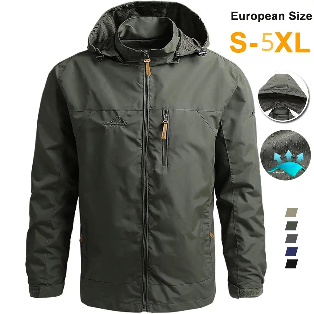 Waterproof Tactical Windbreaker Jacket – Lightweight Hooded Outdoor Gear (S-5XL)