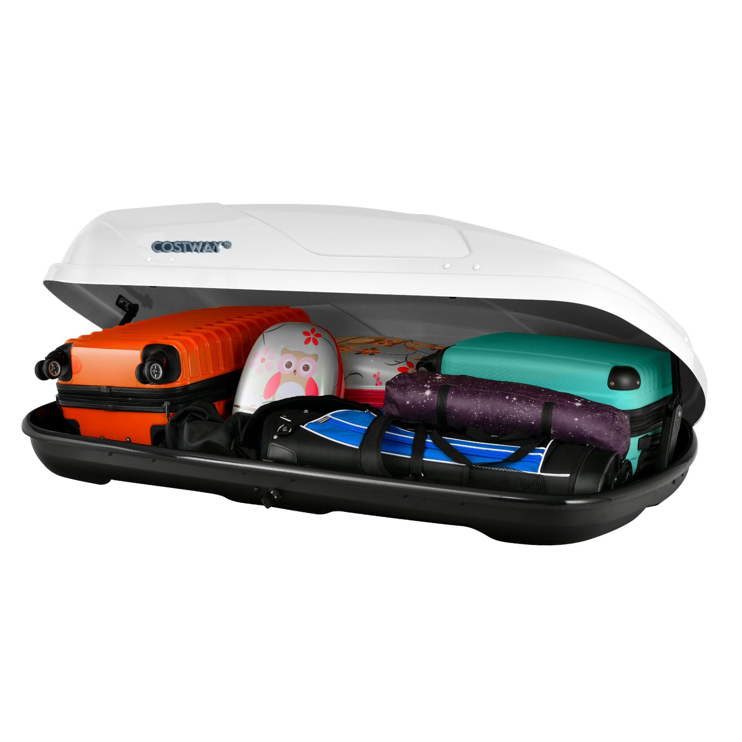 400L Car Rooftop Cargo Box with Security Keys and Dual Side Opening-Black