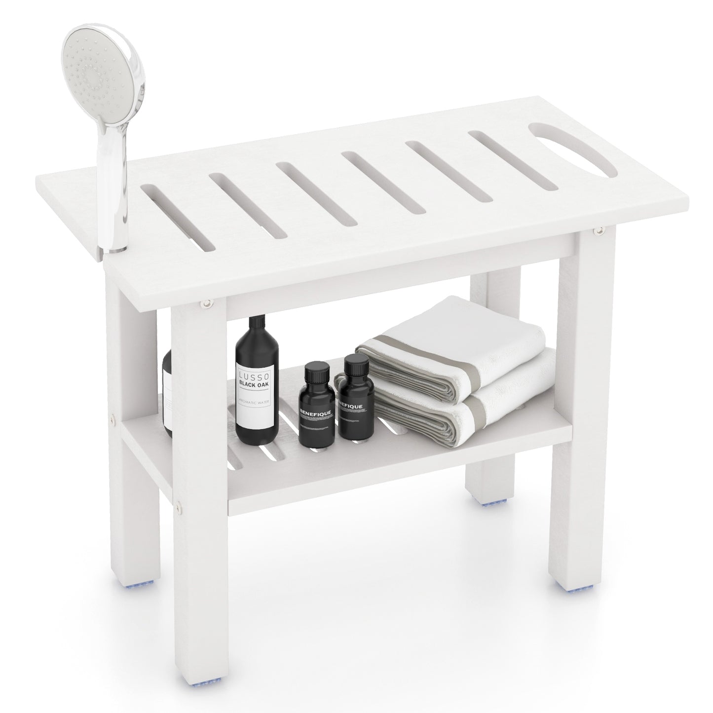 Waterproof HDPE Shower Bench Bath Stool for Inside Shower-White