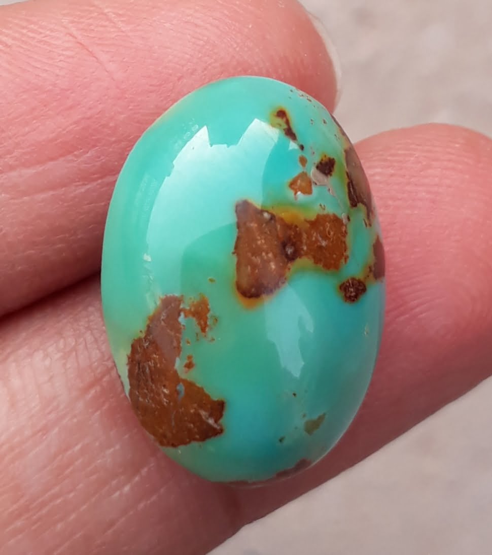 16ct Natural Turquoise, Green Matrix Turquoise, Oval Shape, Real Feroza Stone, Dimension - 20x15mm
