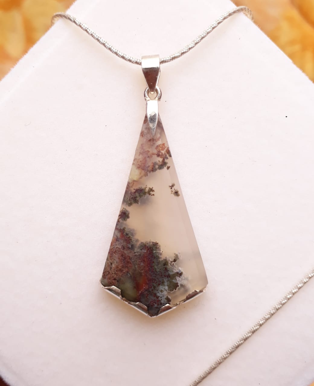 Indonesian Shajri Aqeeq (Moss Agate) pendant with Italian Silver Chain