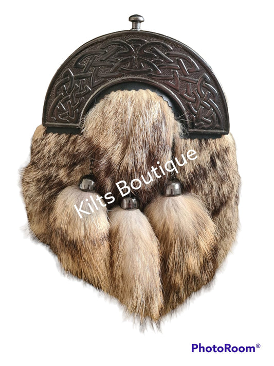 Scottish Full Dress Sporran Fur Cantle Antique Finish Kilt Sporran
