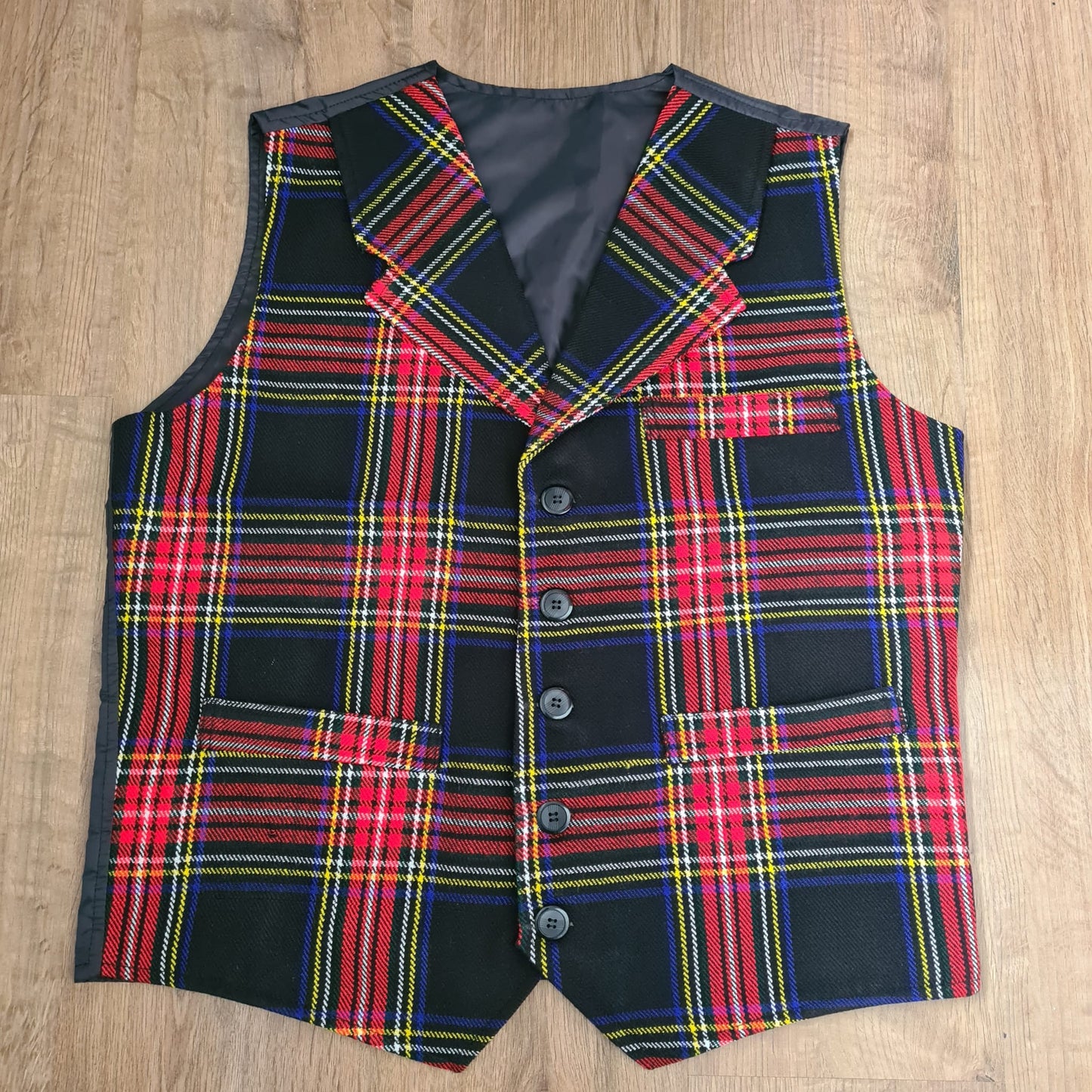Black Stewart Scottish Men Traditional  Tartan Waistcoat, Plaid