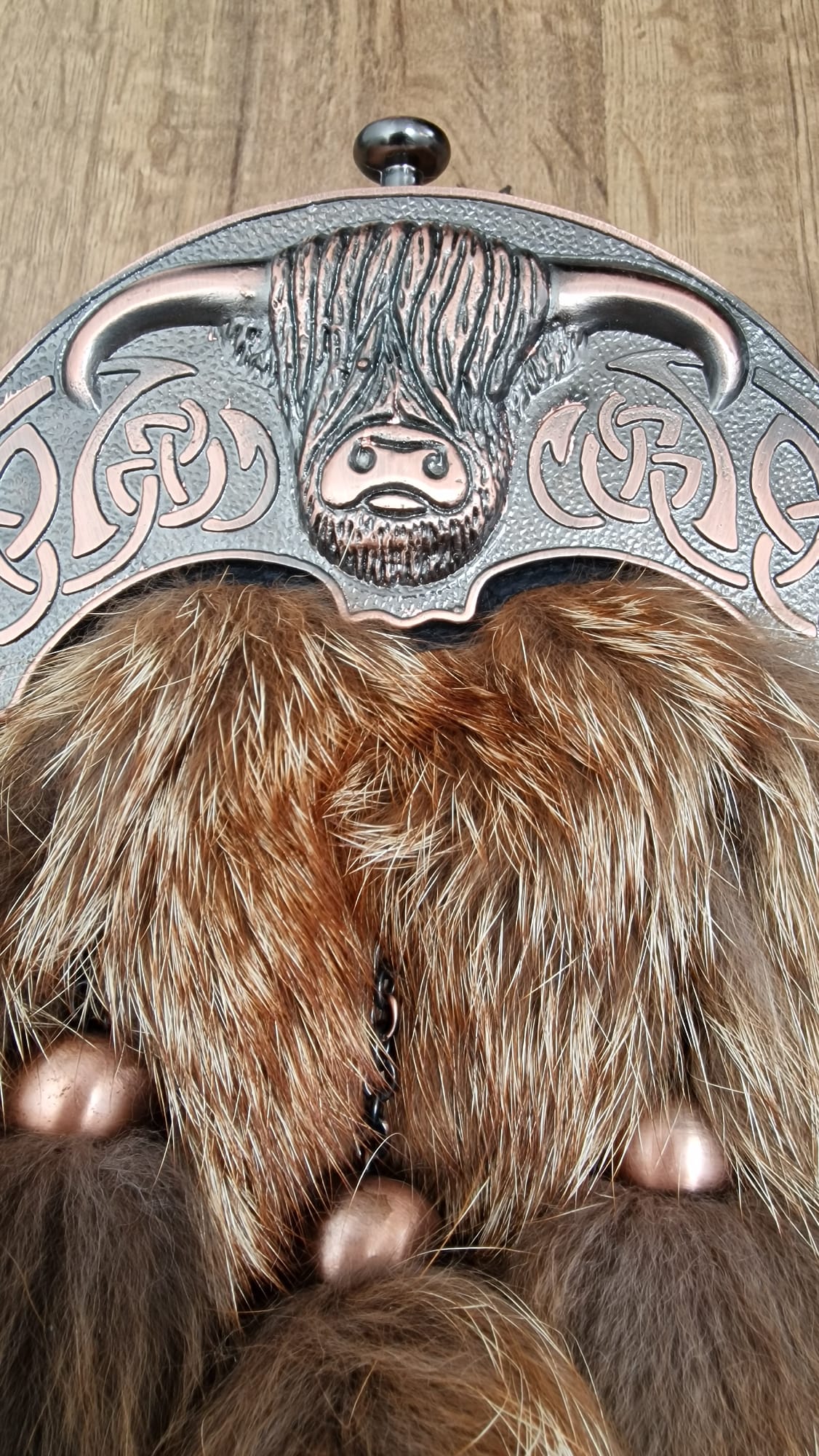 Full Dress Kilt Brown Fur Full Dress Leather Sporran Highland Cow Cantle Sporran