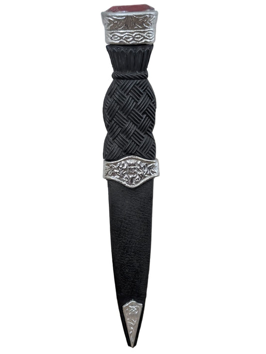 Scottish Sgian Dubh Dagger – Traditional Highland Kilt Knife with Decorative Handle & Gemstone Top
