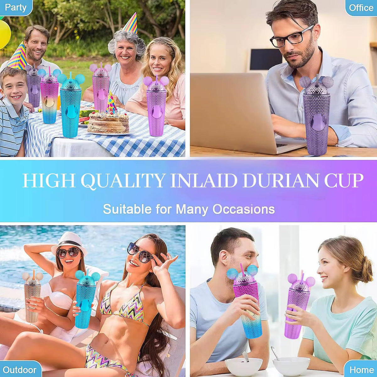 650ml Electroplated Durian Mouse Lid Electroplated Durian Cup