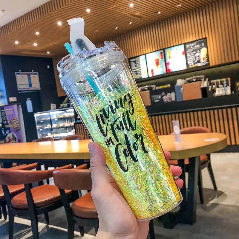 650ML Plastic Flip Cap Printed + Silk Floral Design