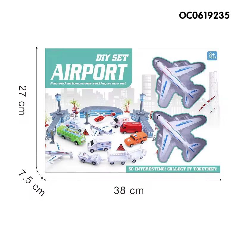 Airplane kit with plastic police car (39 pieces)