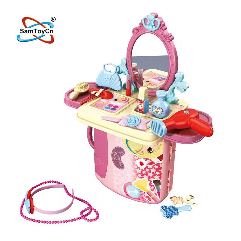 Children's Educational Backpack Schoolbag Baby Pretend Play Toy Dressing Table Set