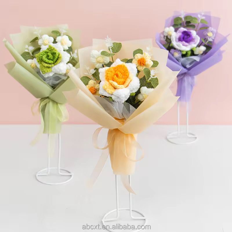 5pcs Gift set Handmade crochet Flowers gift Bouquet
