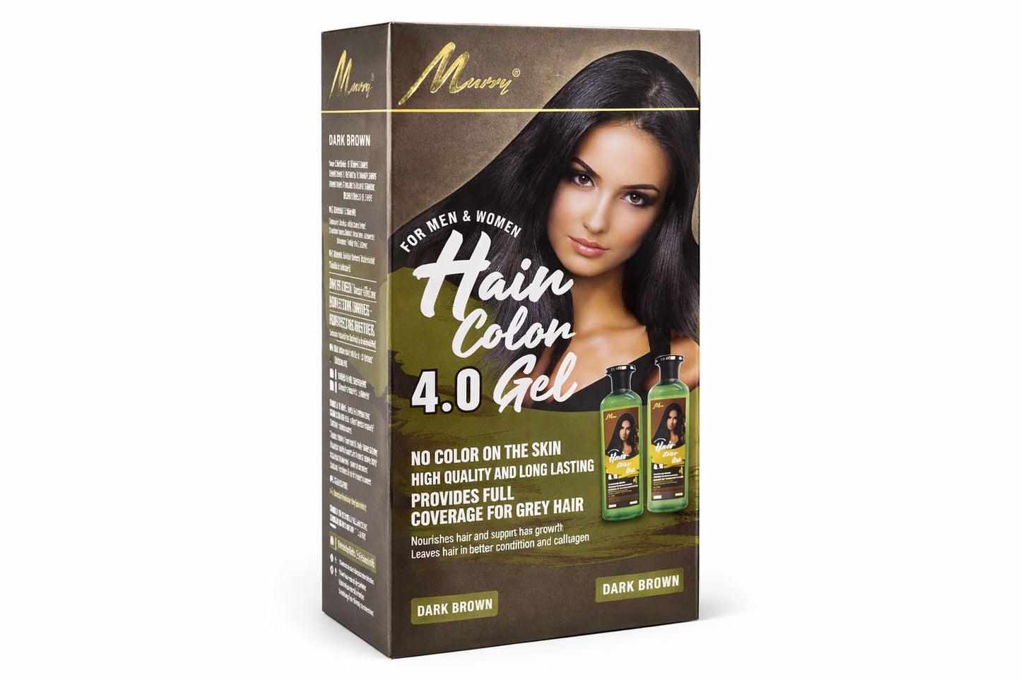 Murry Hair Color 4.0 Gel Dark Brown No-Stain Long-Lasting Grey Coverage for Men & Women 2 x 500ml (16.91 oz)