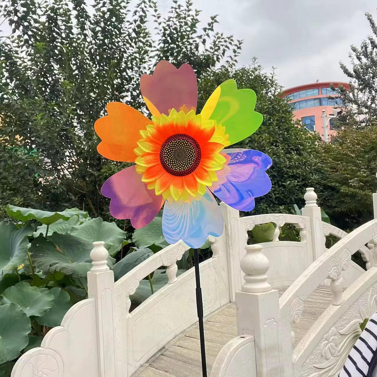 24cm Miniature Rainbow + Sunflower windmill