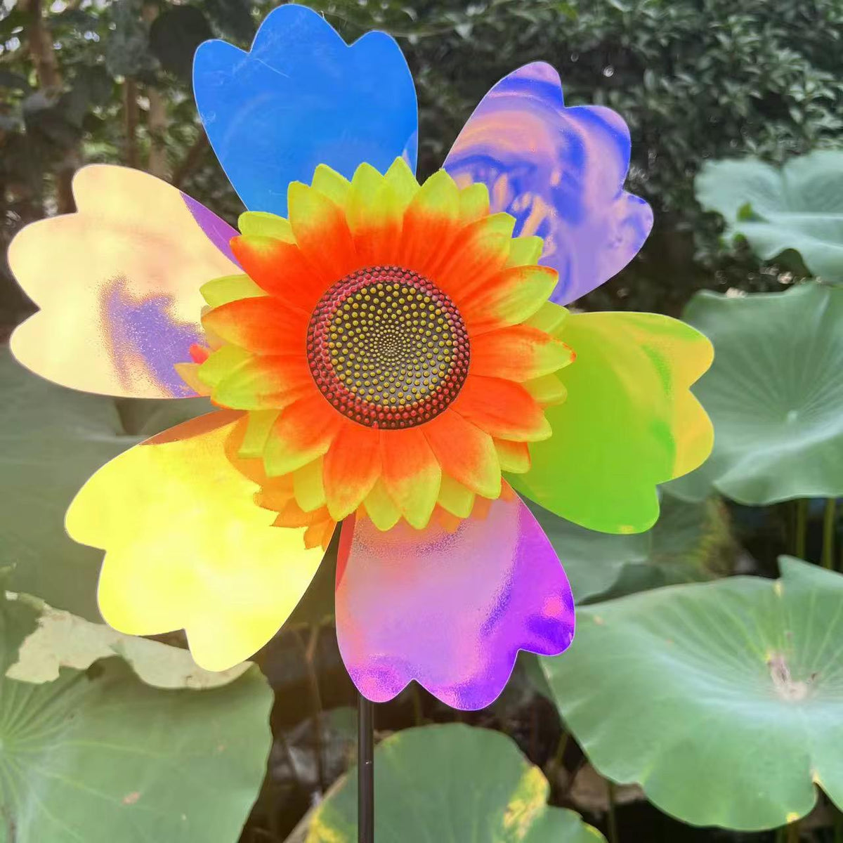 32cm Miniature Rainbow + Sunflower windmill