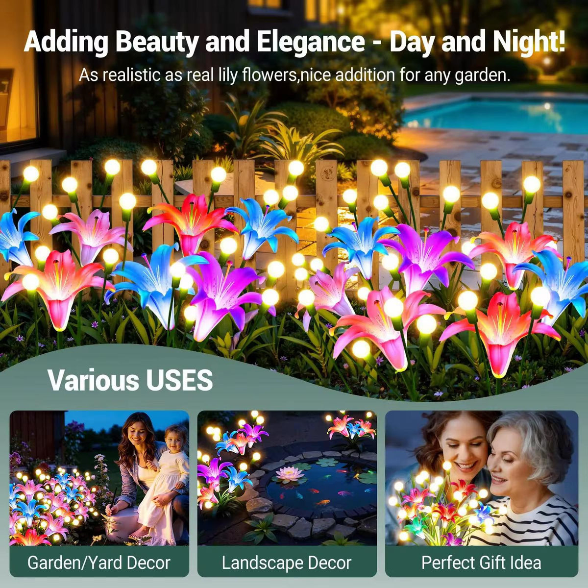 2pcs SOLAR POWER  Garden Lights (LILY)