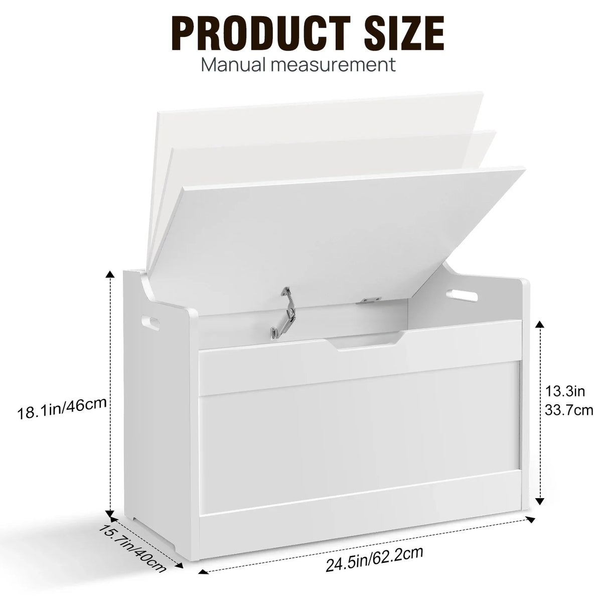 Wooden Storage Box with Lid Bench - Toy Blanket White Large Capacity Home Chest